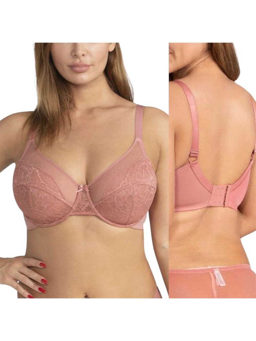 HSIA Enchante Light Coral Lace Minimizer Underwire Bra 40H EUC